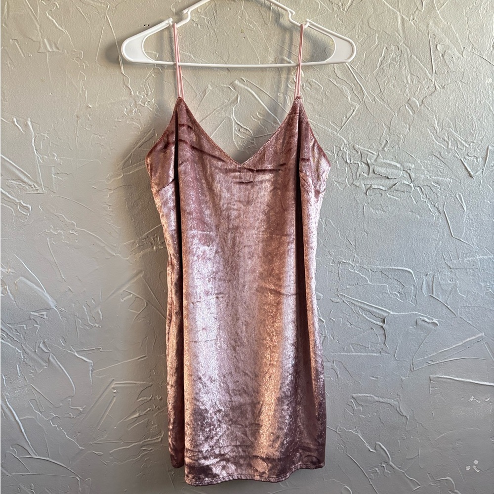 TopShop Glitter Velvet Slip Dress In Rose Gold New With Tags